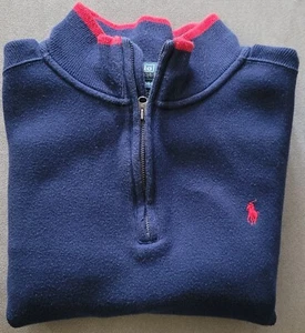 Polo Ralph Lauren Boys Blue Cotton 1/4 Zip Pullover Sweater Size Large (14-16) - Picture 1 of 9