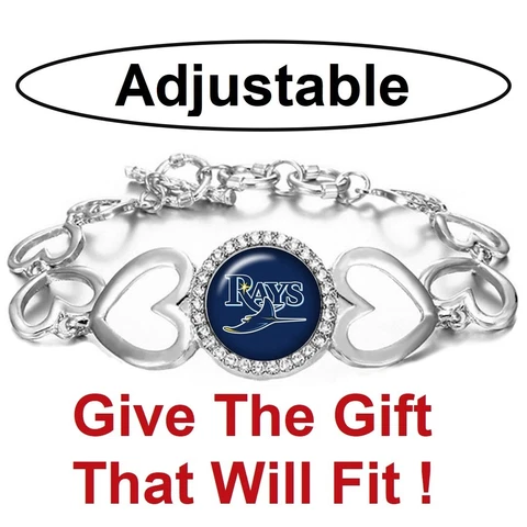 Tampa Bay Rays Women's Silver Adjustable Heart Bracelet w Gift Pkg D27 Cover