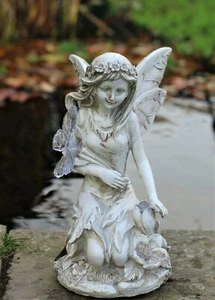 Garden Solar Ornament Cherub Fairy Angel Home Decor Figurine Statue - Picture 1 of 9
