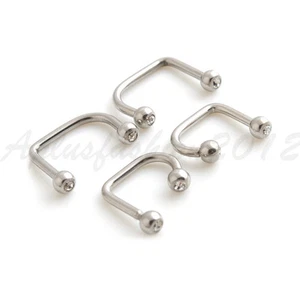 2pc 16G 5/16“,3/8" Steel Two Ball with Crystal Lippy Loop Lip Labret Monroe Ring - Picture 1 of 3