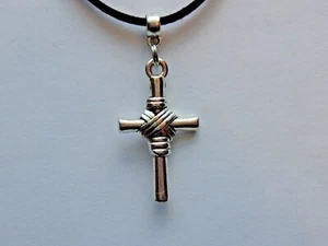 ROPE NAIL CROSS MEN'S SURFERS ADJUSTABLE NECKLACE VEGAN LEATHER SUEDE CORD - Picture 1 of 6