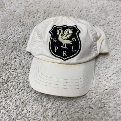 Vtg Polo Ralph Lauren Hat White Black Winged Dragon 1st XV Shield Strapback 90s - Image 1 of 4