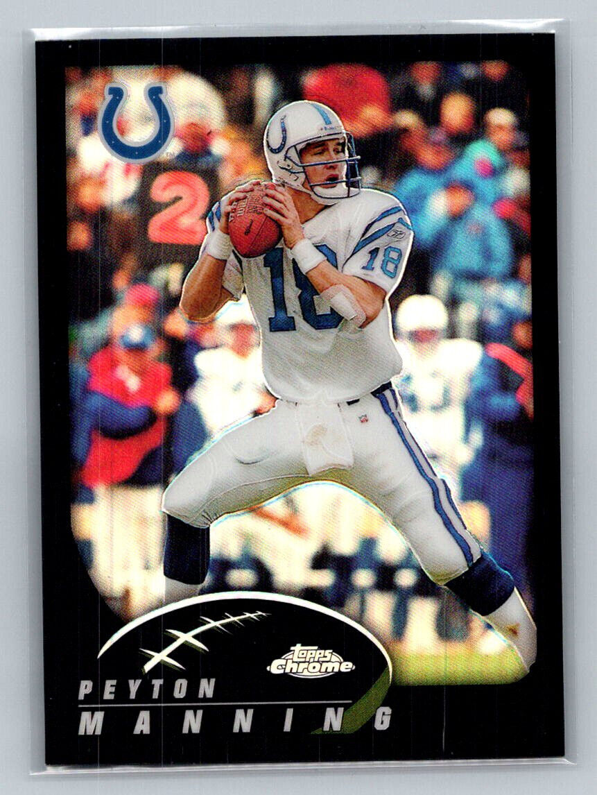 2002 Topps Chrome Peyton Manning Black Refractor #128 295/599 Indianapolis Colts