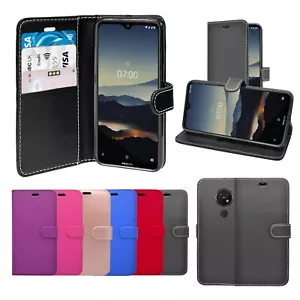 Funda billetera abatible de cuero PU con soporte para tarjetas ranura para teléfono para Nokia 7.2 2019 - Imagen 1 de 20