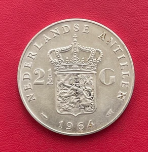 Niederländische Antillen (Dutch Caribbean). 2 1/2 Gulden Silbermünze 1964 - Bild 1 von 3