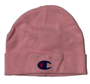 Champion Hat Pink Baby Girl Beanie Athletic 100% Cotton Designer Size 0-6 Months - Picture 1 of 6