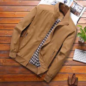 Spring Autumn Casual Solid Fashion Slim Bomber Jacket Men Overcoat Jackets New - Picture 1 of 17