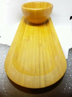Pampered Chef Bamboo Cracker Board Cheese Bread Serving Tray Platter snack  bowl - Image 1 of 4