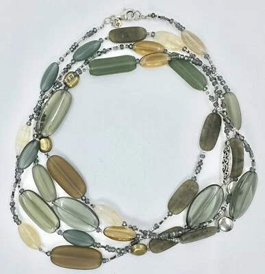COLLAR SILPADA N2225 LATÓN ESTERLINA 925, LABRADORITA Y CUENTAS DE VIDRIO 60" (T47) Foto 1 de 4