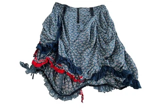  Jupe bohème à volants coton poches rouges bleues Marithé et François Girbaud - Imagen 1 de 10