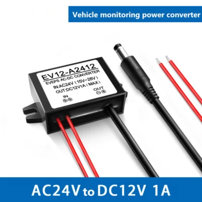 AC15-28V to DC12V 1A 12W vehicle monitoring power converter with DC plug - Image 1 of 4