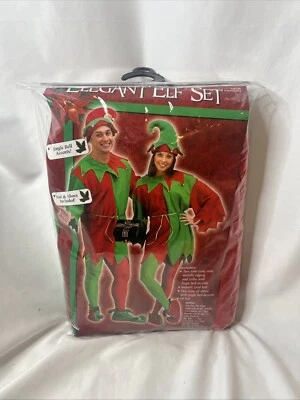 Red and Green Elegant Elf Set Christmas Santa Helper Adult Unisex Costume OSFM - Image 1 of 2