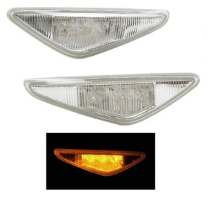 fit 04-06 BMW E46 2D CLEAR SIDE MARKER FENDER LIGHTS PAIR LED OE REPLACEMENT  - Picture 1 of 1