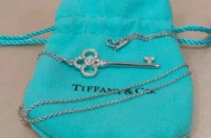 Tiffany & Co. Key Pendant Necklace White Gold Diamonds - Picture 1 of 5