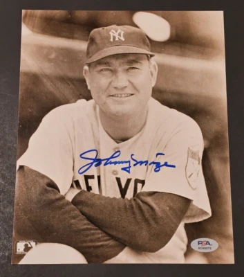 JOHNNY MIZE Signed 8x10 Photo-HALL OF FAME-NEW YORK YANKEES-PSA - Image 1 of 3