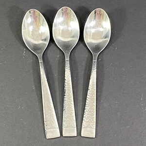 Oneida Sambre 3 ovale Suppe Dessertlöffel Edelstahl Besteck gehämmert mit Bändern - Bild 1 von 10