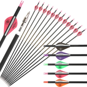 30" Pure Carbon Arrow SP350-600 Archery Recurve Bow Compoundbow Shooting Hunting - Picture 1 of 28