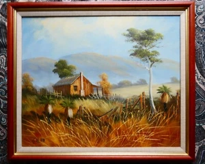 quadro olio originale firmato incorniciato paesaggio americano - Foto 1 di 7