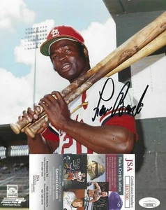 Lou Brock Signed 8x10 Photo w/ JSA COA #II87500 St. Louis Cardinals - Picture 1 of 2