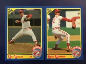 1990 Score #629 CHRIS HAMMOND #648 MIKE ROESLER Rookie Lot 2 Cincinnati Reds