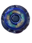  Crackle Glaze Over Pottery Candle Holder Ashtray Trinket Dish Blue 
