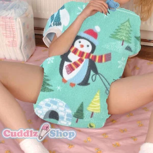 Cuddlz Mint Penguin Fleece Waddle Padded Romper Body Suit Locking Zip Option - Picture 1 of 4