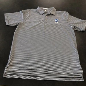 Peter Millar Shirt Men XL Summer Comfort White Black Pinstripes Golf Polo Logo - Picture 1 of 14