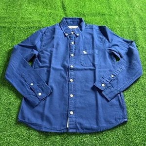 Abercrombie Kinder Button Down Logo Hemd zeitlos einfarbig blau Freizeit Größe 11-12 - Bild 1 von 12