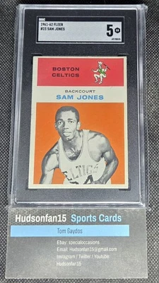 Sam Jones 1961-62 Fleer #23 Rookie SGC 5 Boston Celtics - Image 1 of 2