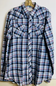 H BAR C Mr Tall Mens 16-38 Plaid Pearl Snap Flannel Shirt 32 X 22 1/2 *Read* - Picture 1 of 6