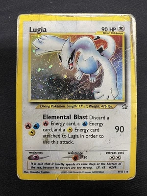 Pokémon Lugia 9/111 Neo Genesis Holo Ilimitado DAÑADO/MUY JUGADO Raro Foto 1 de 4
