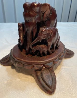 Lot Famille éléphants En Bois - ART Africain  Statuettes /7585V2 - Photo 1/4