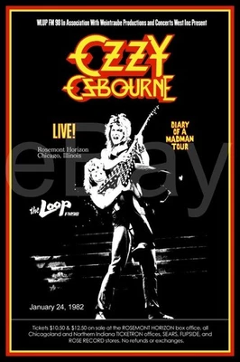 Ozzy Osbourne / Randy Rhoads 24 x 36 DOAMM Tour Rosemont Horizon Custom Poster - Image 1 of 4
