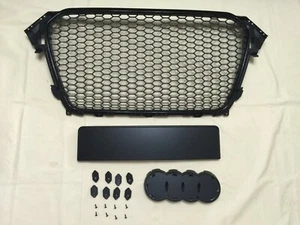 MIT Front Hood Grille Bright Black RS4 Look For '2013-'2016 Audi A4 - Imagen 1 de 4