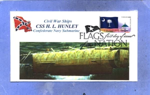 CSS H.L.HUNLEY Konföderierte Marine Bürgerkrieg U-Boot grüne Flagge Ersttag PM - Bild 1 von 1
