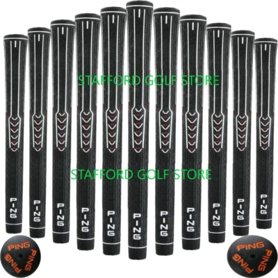 Ping ID-8 Oversize Rubber Golf Grips +1/16" .60" Ribbed Black/Orange Cap - Image 1 of 4