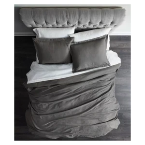 NEW- Villa by Noble Excellence Basketweave King Bedskirt Pebble Gray MSRP: $139 - Picture 1 of 4