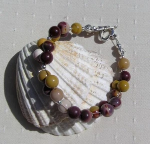 SALE - Mookaite Jasper Crystal Gemstone Beaded Bracelet "Mara" Free UK Postage - Picture 1 of 6