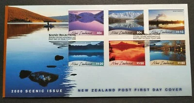 2000 New Zealand Nature Scenery Mountains Lakes Scenic Reflections 6v Stamps FDC - Image 1 of 2