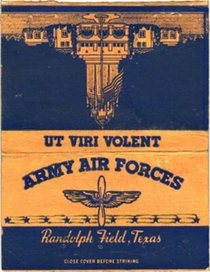 Army Air Forces Randolph Field, Texas Ut Viri Volent Vintage Matchbook Cover - Picture 1 of 2