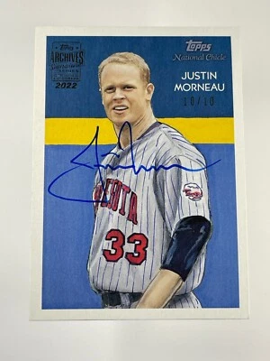 2010 TOPPS JUSTIN MORNEAU AUTO 10/10 (1/1) 2022 ARCHIVES DIAMOND MINNESOTA TWINS - Изображение 1 из 3