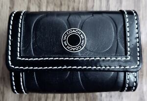 Authentic COACH Black Leather Travel Contact Lens Case  Pre-owned 