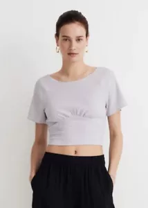 Madewell Crop Top Dusty Lavender Searsucker Crinkle Damen L Crinkle Neu - Bild 1 von 9
