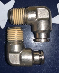 2 X NORGREN 1/4" PNEUFIT x 1/4" NPTF 90° Elbow Fitting Connector 124450428 X 2 - Picture 1 of 4