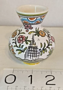 Vintage Bud Vase Portugal Hand Painted Mini Floral Building Rabbit 2.5" - Picture 1 of 9