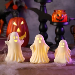3 Pcs Gothic Ceramic Ghost Light Up, Halloween Ghost Decor, Little White Ghost F - Picture 1 of 7