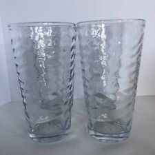 Pasabahce Origami Clear Glass Drinking Glasses Set of 4 Wavy Design 16 Oz 6" EUC
