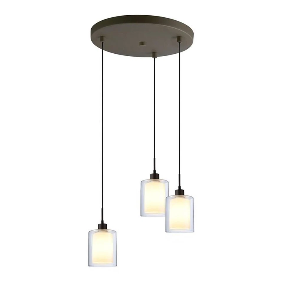 Мини-кулон Woodbridge Lighting Alaina 3 лампы бронзовый/бордовый плиссированный абажур - Изображение 1 из 1