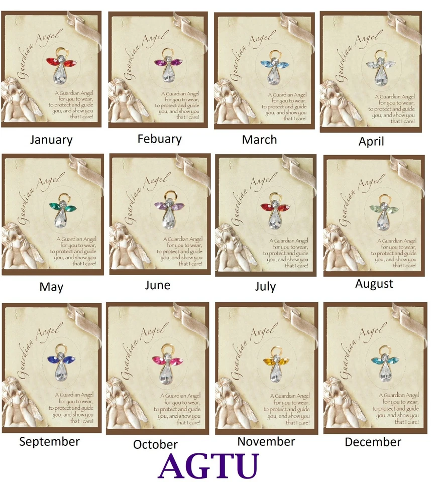 Birthstone Guardian Angel Lapel PIN Hat Pin Present Gift Protect Birthday AGTU - image 1 of 1