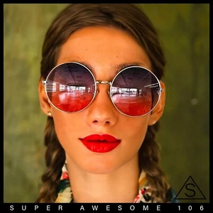 Klassische Oversize-Sonnenbrille Joplin-Stil Hippie runde kreisförmige Gläser - Bild 1 von 58